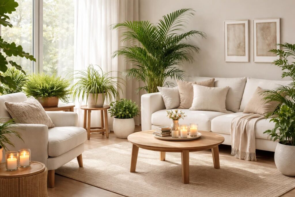 Créer un intérieur zen et apaisant avec plantes dépolluantes Truffaut et bougies Diptyque