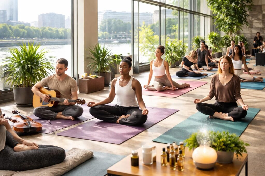 Médecines douces pour artistes avec sophrologie et yoga avant les spectacles à La Seine Musicale