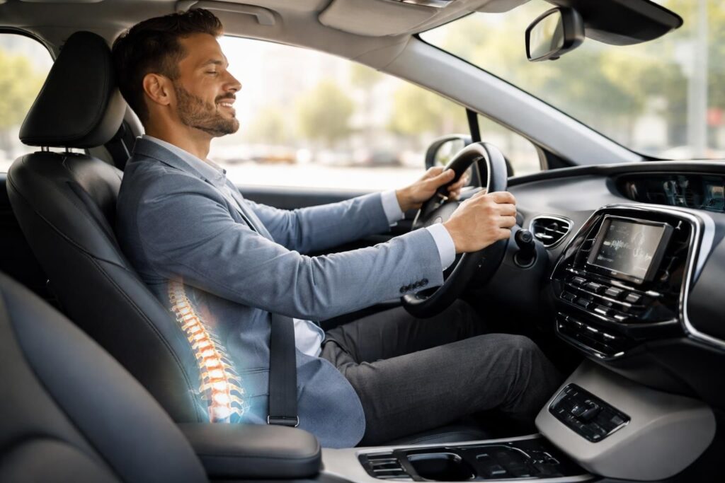 Ostéopathie préventive pour conducteurs professionnels VTC avec soulagement lombaires Toyota Prius